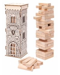 Деревянная игрушка. Игра "Башня. Замок " (28,5 см)в деревянной коробке. Конструктор 54 эл. ДК-2264