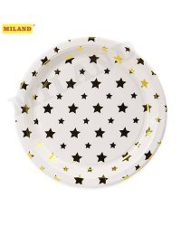 Бумажные тарелки с  золотым тиснением Звёзды,23 см,6 шт, еврослот СП-5172