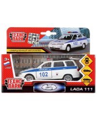 Машина металл LADA 111 полиция 12см, инерц., открыв. двери и багажник в кор. Технопарк в кор.2*24шт
