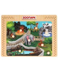 Игрушка деревянная рамка-вкладыш "зоопарк" Буратино в кор.100шт