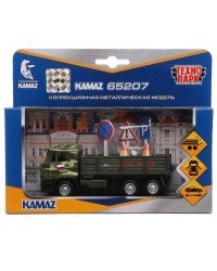 Машина металл KAMAZ , 12 см, дв., баг., инерц.+дорож. знаки, кор. Технопарк в кор.2*24шт