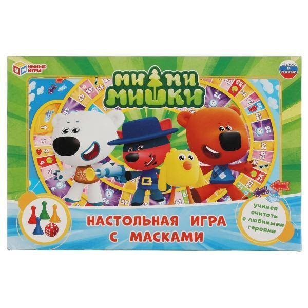 Ми-ми-мишки. Настольная игра-ходилка с масками 4 шт. Умные игры в кор.20шт