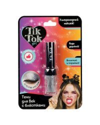 Тени для век с блестками, серебристые TIK TOK GIRL в кор.48*12шт