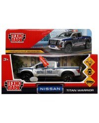 Машина металл свет-звук NISSAN TITAN ПОЛИЦИЯ 12,5 см, двери, баг, инер, кор. Технопарк в кор.2*36шт