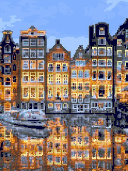 Ам-059 Алмазная мозаика 30*40 см (частичное заполнение) "Тихий Амстердам"
