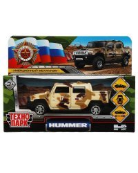 Машина металл HUMMER H2 PICKUP КАМУФЛЯЖ 12 см, двер, баг, инер, песочн, кор. Технопарк в кор.2*36шт