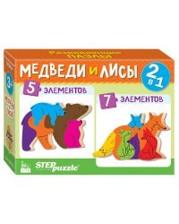 Мозаика "puzzle" 2в1 из дерева "Медведи и лисы" (IQ step)