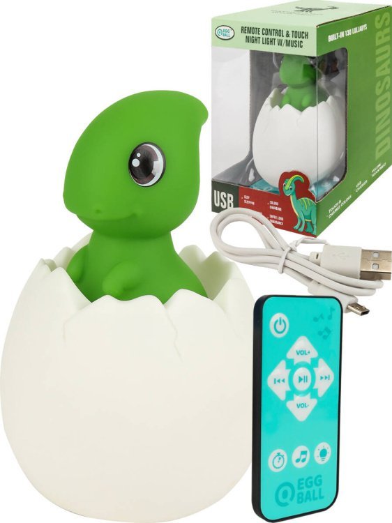 Светильник"Динозаврик"зелен.(звук,свет,пульт,пластик,USB в к-те,в кор.)(12x12x17,5cм) (Арт. ИК-8483)