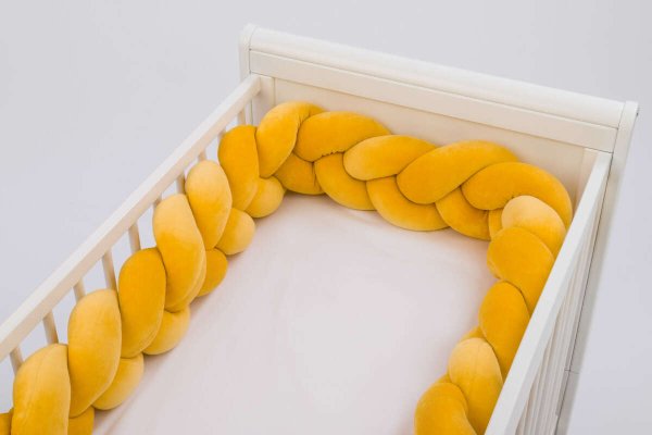 La bebe™ Velvet Border (160) Art.506845 Yellow Плетёный бортик-охранка (косичка) для кроватки 160cм