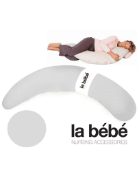 La Bebe™ Moon Maternity Pillow Art.7772 Satin Grey Подушка-подковка для беременных с наполнителем из полистерола [2 хлопковых чехла] 185 см