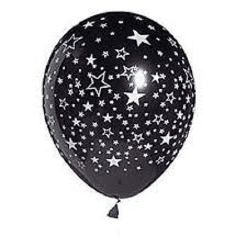 Черные шары со звездами - 6 шт.