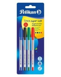 Комплект ручек  4 цвета  в блистерной упаковке -  Pelikan Stick super soft