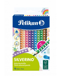 12 цветных карандашей Pelikan Silverine жире
