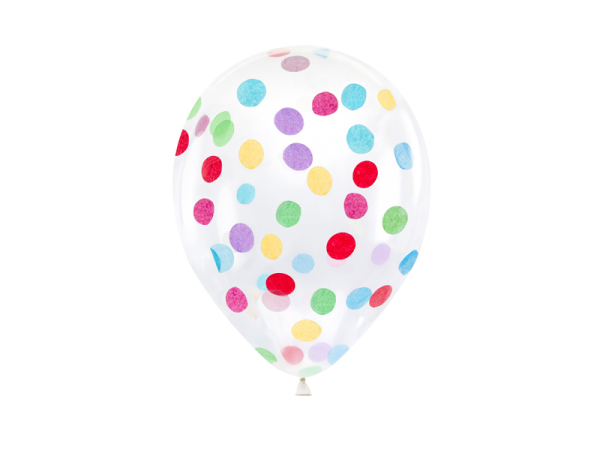 Confetti balloons - circles, 30cm, mix (1 pkt / 6 pc.)