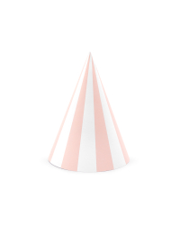 Striped party hats, light pink, 16cm (1 pkt / 6 pc.)
