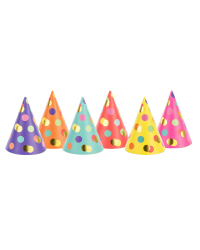 Party hats Dots, mix, 16cm (1 pkt / 6 pc.)