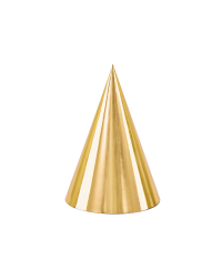 Party hats, gold, 16cm (1 pkt / 6 pc.)