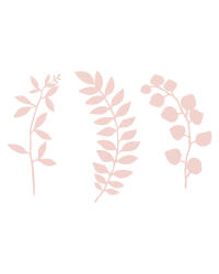 Branch with leaves decoration, powder pink (1 pkt / 9 pc.)
