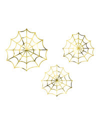 Paper decorations - Spiderwebs, gold (1 pkt / 3 pc.)