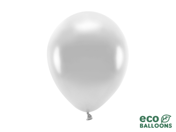 Eco Balloons 26cm metallic, silver (1 pkt / 10 pc.)