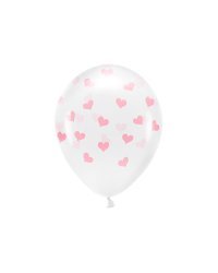 Eco Balloons 33 cm, Hearts, Crystal Clear (1 pkt / 6 pc.)