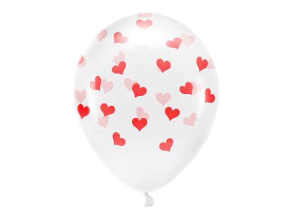 Eco Balloons 33 cm, Hearts, Crystal Clear (1 pkt / 6 pc.)