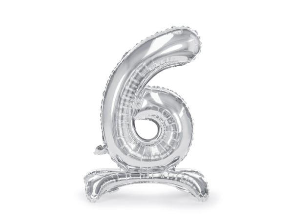 Standing foil balloon Number ''6'', 70cm, silver