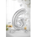 Standing foil balloon Number ''6'', 70cm, silver