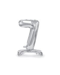 Standing foil balloon Number ''7'', 70cm, silver
