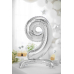 Standing foil balloon Number ''9'', 70cm, silver