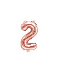 Foil Balloon Number ''2'', 35cm, rose gold