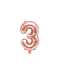 Foil Balloon Number ''3'', 35cm, rose gold