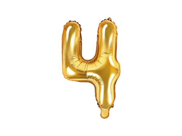 Foil Balloon Number ''4'', 35cm, gold