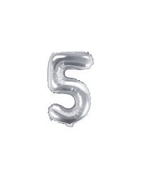 Foil Balloon Number ''5'', 35cm, silver