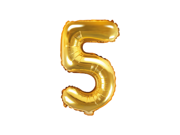 Foil Balloon Number ''5'', 35cm, gold