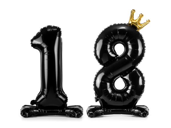 Standing foil balloon Number ''18'', 84 cm, black