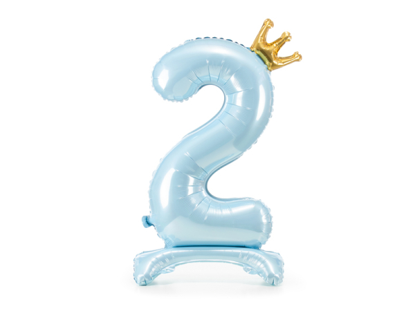  Standing foil balloon Number ''2'' , 84 cm, sky-blue