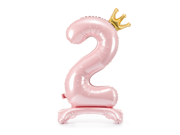 Standing foil balloon Number ''2'' , 84 cm, light pink