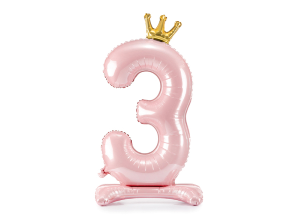  Standing foil balloon Number ''3'' , 84 cm, light pink