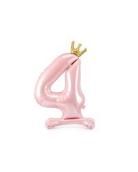 Standing foil balloon Number ''4'' , 84 cm, light pink