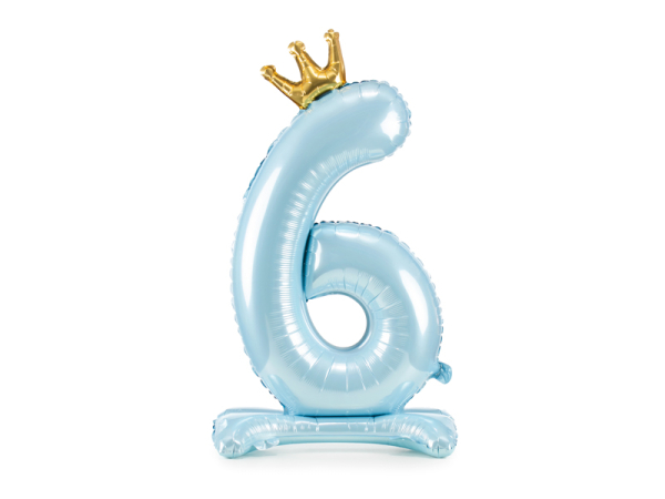 Standing foil balloon Number '' 6 '' , 84 cm, sky-blue