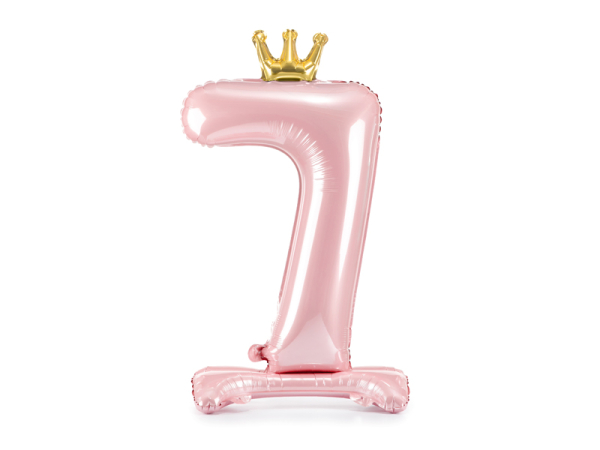 Standing foil balloon Number ''7'' , 84 cm, light pink