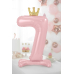Standing foil balloon Number ''7'' , 84 cm, light pink