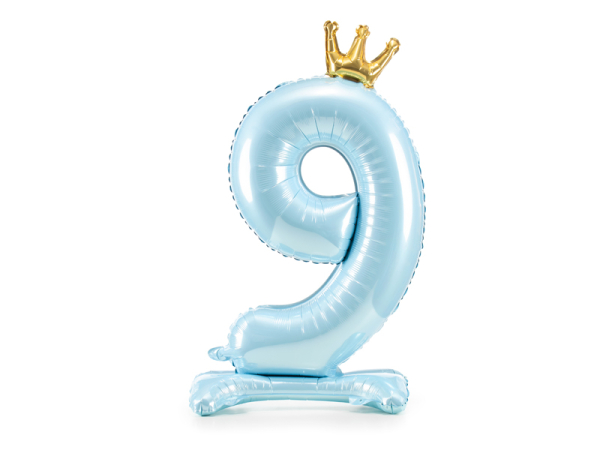  Standing foil balloon Number ''9'' , 84 cm, sky-blue