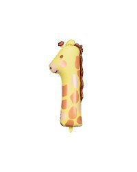 Foil balloon Number 1 - Giraffe, 42x90 cm, mix