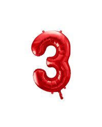 Foil Balloon Number ''3'', 86cm, red