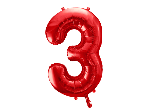 Foil Balloon Number ''3'', 86cm, red