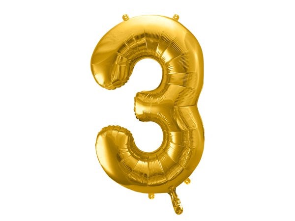 Foil Balloon Number ''3'', 86cm, gold