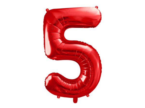 Foil Balloon Number ''5'', 86cm, red