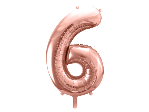 Foil Balloon Number ''6'', 86cm, rose gold